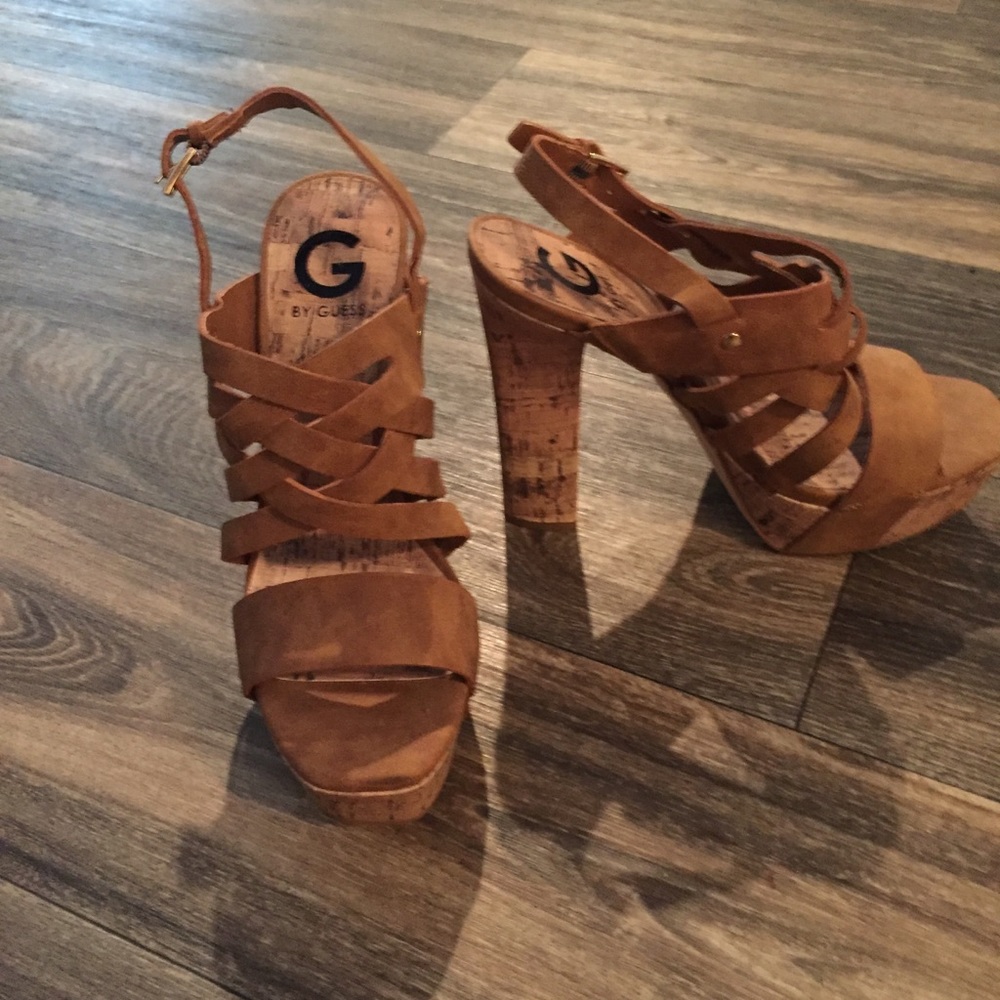 G by Guess Platform Cork Heel Sandals Size 7.5